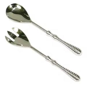 Cuillère à Salade en Acier Inoxydable avec Poignée Ustensiles de Cuisine Restaurant Cuillère à Salade Fourchette Argent Poli - Product Image 6