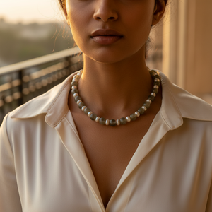 Collar de Perlas de Agua Dulce y Ágata Verde para Mujer, Cadenas de Latón Chapadas en Oro de Moda para Fiesta o Regalo - Product Image 1