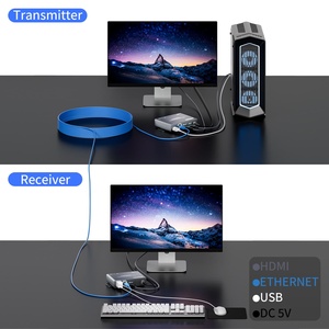 ตัวขยายสัญญาณ SYONG <span class=keywords><strong>4K</strong></span> <span class=keywords><strong>60Hz</strong></span> <span class=keywords><strong>HDMI</strong></span> KVM USB แบบไม่มีดีเลย์ ระยะ 120 เมตร (394 ฟุต) ผ่านสาย Cat5e/6, พอร์ต USB 2.0 จำนวน 2 พอร์ต, รองรับความละเอียด 1080P120Hz, แบบเสียบใช้งานได้ทันที - Product Image 2