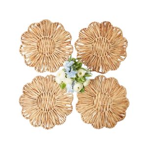 Napperons en forme de fleur en jacinthe d'eau du Vietnam Jacinthe d'eau Tapis de jonc de mer Napperons ronds Napperon de dîner décoratif - Product Image 4