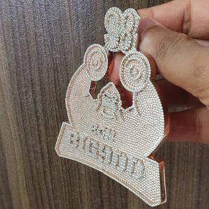 Ice Out Diamond Personnalisez le pendentif à breloque pour homme de style HipHop Finition en or rose 14 carats - Product Image 3