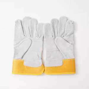 Guantes DE TRABAJO estilo conductor para hombre Función antideslizante de cuero dividido de cerdo amarillo - Product Image 4