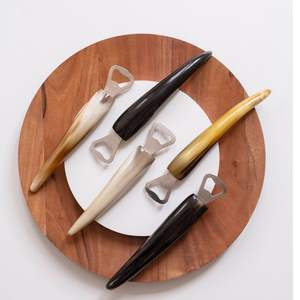 Abridor de Botellas de Barra de Acero Inoxidable con Mango de Cuerno de Buey Pulido a Mano, Elegante Abridor de Botellas de Cuerno de Búfalo y Metal - Product Image 6