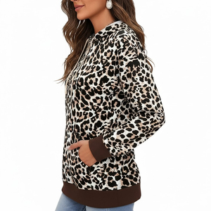เสื้อฮู้ดดี้ผู้หญิงลายเสือดาว สไตล์สตรีท คุณภาพสูง ดีไซน์ล่าสุดประจำปี 2026 สีพื้น สำหรับฤดูหนาว - Product Image 3