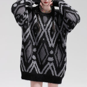 Pull Argyle confortable pour femme avec logo personnalisé/chaleur respirante de couleur pour la saison automne/hiver - Product Image 5