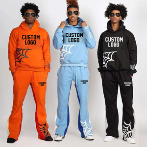 Pantalon de survêtement évasé 100% coton unisexe pour hommes et femmes ensemble de sweat à capuche pour survêtement à strass imprimé bouffant pour l'hiver - Product Image 5