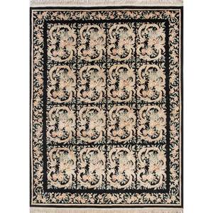 พรมขนสัตว์ถักมือลายดอกไม้สีเทาดำสำหรับห้องนั่งเล่น ทางเดิน พรมทอแบบเรียบทรงสี่เหลี่ยมผืนผ้า พรมปอกระเจา-Pae-5948 - Product Image 1