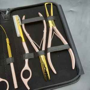ชุดอุปกรณ์ต่อผมสแตนเลสคีมหนีบกรรไกรชุบสีทองพีช - Product Image 6