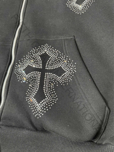 Sudaderas con Capucha de Primera Calidad para Hombre, Color Sólido, Precio al por Mayor, Logotipo Personalizado, Nuevo Estilo, Casual, con Pedrería - Product Image 6