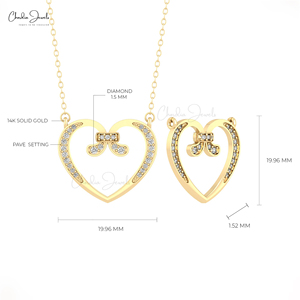 Collar con Colgante de Diamante Blanco Genuino de 0.19 TCW Hecho a Mano, Collar Delicado de Oro Sólido de 14k con Corazón Abierto, Producto de Venta al por Mayor con Envío Directo - Product Image 5