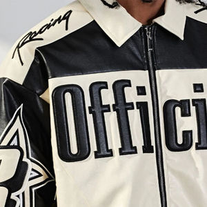 High Quality Custom Embroidered Logo Baseball <b>Jacket</b> Men Plus Size <b>Long</b> Sleeve Varsity Letterman Heavy <b>Leather</b> Men's <b>Jacket</b> - Product Image 3