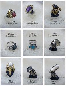 Bague tendance en argent 925 faite à la main avec pierre de style émeraude de qualité supérieure, bijoux en gros d'Istanbul pour les boutiques et les détaillants - Product Image 5