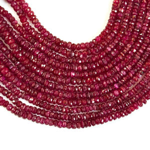 Natural Longido Ruby Faceted Rondelle <b>Beads</b> for Jewelry Making Supplies 2.5-5mm Ruby Loose Gemstones <b>Beads</b> By Manufacturer Bulk - Product Image 1