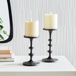 Attractive Design Metal <b>Pillar</b> <b>Candle</b> Holder Black Finished for Home and Event Tabletop Decorative <b>Candle</b> Stand Set - Product Image 1