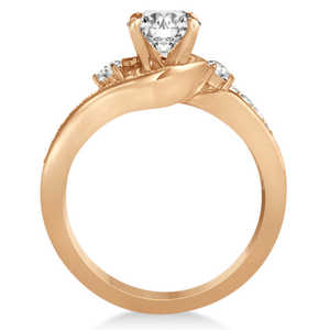 14K Rose <b>Gold</b> Diamond Swirl Engagement Ring & Band Bridal <b>Set</b> 0.58ct Fine <b>Jewelry</b> <b>Sets</b> - Product Image 2