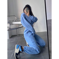 Ensemble survêtement personnalisé pour femme, sweat-shirt à capuche oversize et pantalon de jogging, ensemble de survêtement uni, pantalon de jogging et survêtement à épaules tombantes