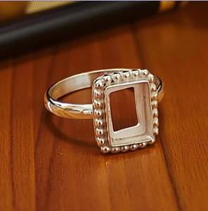 Base de bague en argent sterling 925, rectangulaire, à perles, pour la création de bijoux DIY, sertie de pierres, de 6x4 à 15x20 mm, fabrication artisanale, vente en gros - Product Image 3