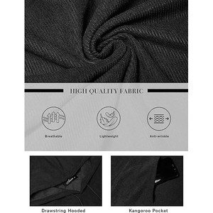 Sudadera con Capucha de Alta Calidad para Hombre, Estilo Hip Hop Urbano, Diseño Sólido, 100% Algodón Felpa, Ecológica, Talla XL Plus - Product Image 6