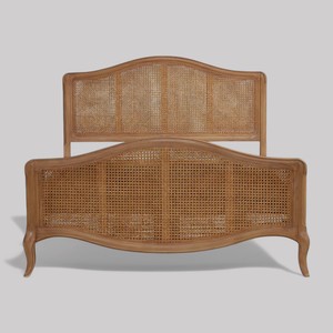 Phong Cách Pháp Mộc Mạc Nữ Hoàng Kích Thước Rắn Gỗ Khung Giường Tay Chạm Khắc Trang Trại Giường Đôi Với Mây Đầu Giường Chân Cho Nhà - Product Image 1