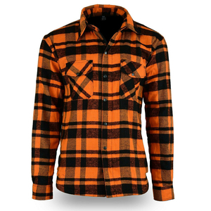 Chemise en flanelle orange et noire pour homme, décontractée, certifiée CE, veste de protection pour moto, vêtement de sécurité - Product Image 3