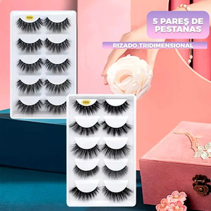 5-Pair Kit of 3D Long-Lasting Thick Mink Crisscross False <b>Eyelashes</b>, 1.5 cm - Assorted Colors - Product Image 6