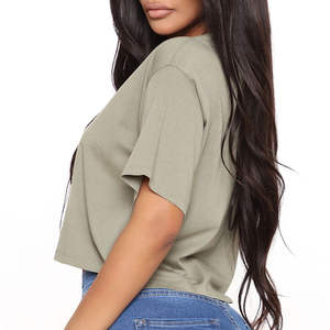 Camiseta Corta Lisa para Mujer, Top Corto en Oferta, Nueva Llegada, Venta al por Mayor, Top Holgado de Primavera, Camisetas Lisas para Mujer - Product Image 2