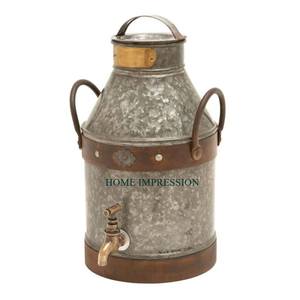 Venta caliente Country Farmhouse Lata de leche galvanizada Tamaño personalizado Equipo lácteo Almacenamiento Uso de alimentos Material Impresión de logotipo - Product Image 1