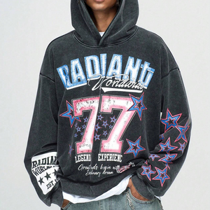 เสื้อมีฮู้ดลำลองสำหรับผู้ชายเสื้อมีฮู้ดลำลองพิมพ์ลายเต็มหน้าจอแฟชั่นฮิปฮอปสตรีทแวร์ - Product Image 3