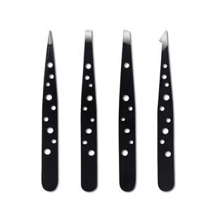 Ensemble de pinces à épiler pour cils et sourcils en acier inoxydable à pointe inclinée personnalisée - Product Image 1