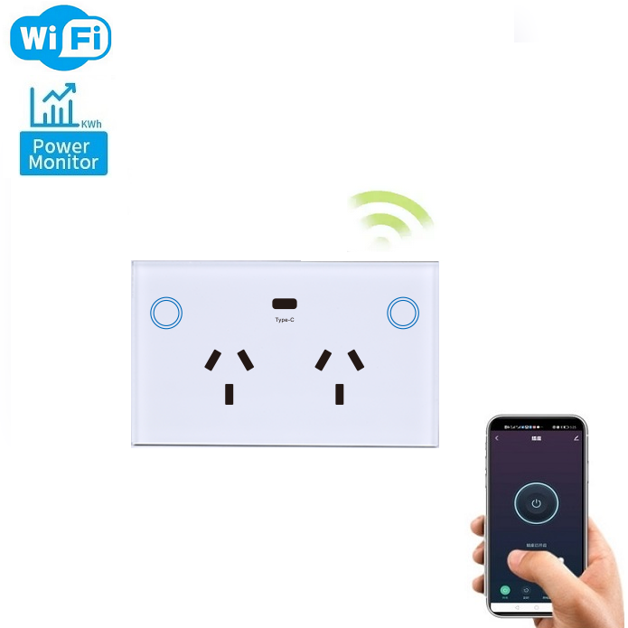 <strong>Smart</strong> Life <strong>Smart</strong> WiFi Power Socket Australian RCM for Double Power Points Type C 2Gang Wall Socket PD 20W 240V