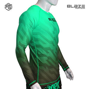OEM hombres manga larga Rashguard poliéster Spandex tela Jiu Jitsu engranaje para MMA y BJJ sublimación de compresión - Product Image 5