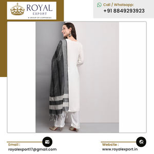 Pantalon Kurti en coton de créateur avec Chanderi Cotton Dupatta Design le plus populaire pour mariage et fête en Inde - Product Image 2