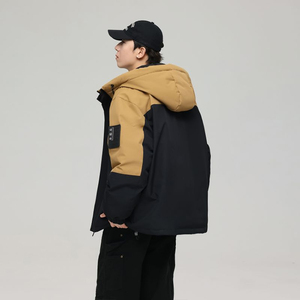 Veste coupe-vent décontractée pour l'hiver avec fermeture éclair style patchwork vestes coupe-vent en polyester pour hommes coupe-vent vente en gros - Product Image 4