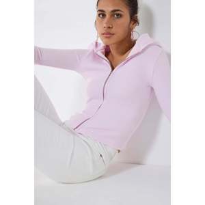 Casual Pink Zip-Up Knit <b>Cardigan</b> Autumn Wool <b>Crocheted</b> Cap Sleeve Viscose/Polyester Full Sleeve - Product Image 4