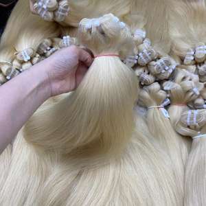 Paquetes alineados con cutícula Vrigin Extensiones de cabello humano de cabello vietnamita 613 Extensiones de cabello humano liso Rubio crudo (color claro) - Product Image 5