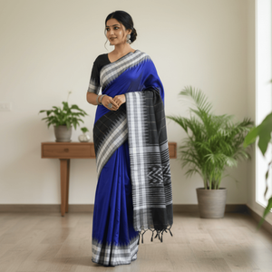 Châle long léger en soie brodée bleu roi, élégant pour femme - Idéal pour cadeau et occasions spéciales - Product Image 4