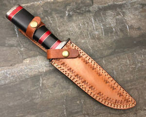 มีดโบวี่เหล็กดามัสกัสแบบพรีเมี่ยมทำด้วยมือสีดำมีแถบไม้เนื้อหนาสีแดงเข้มปลอกหนังสำหรับงานประดิษฐ์ทำด้วยตัวเอง - Product Image 5