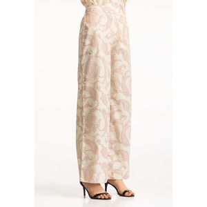 Pantalon large taille haute pour femme WM-TRC-SS24-009 Coupe ample en mousseline et toile avec motifs décoratifs Respirant et léger - Product Image 4