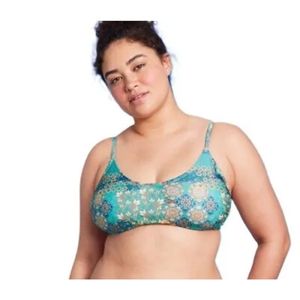 Top de Bikini con Estampado de Patchwork Azul Wild Fable, Talla XXS, Bralette para Mujer, Traje de Baño de 2 Piezas, Logotipo Personalizado, Transpirable - Product Image 1