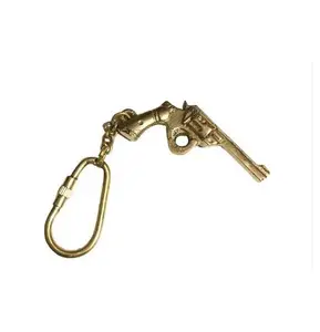 wholesale supplier gun Design Minimalism Durable Brass Screw Lock Clip Various Shape Pure Key Ring Custom Keychain