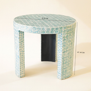 Table basse ronde en nacre de qualité supérieure vadrouille incrustation meubles de salon Design de luxe pour la maison en gros du Vietnam - Product Image 2