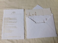 Handmade Biodegradable Recycled Straw Pulp Craft Paper Letterpress Printed Ivory Wedding Stationery Deckle Edged Menu Rsvp Cards