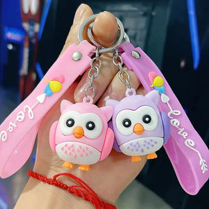 2024 Creative New Design Manufacturer Custom Logo 3D Soft PVC Rubber Keychain Anime Owl Key Ring Making <b>Machine</b> Price Holder - Product Image 1