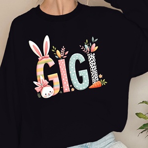 GIGI Sudaderas con letras grandes y juguetonas para mujer Tela de punto informal estampada - Product Image 1