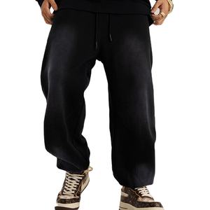 Pantalon cargo décontracté de haute qualité pour hommes 100% coton pantalon de survêtement léger lavé à l'acide Logo taille devant plat Style lavage coloré - Product Image 5