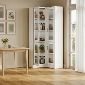 Armoire de rangement moderne en forme de L, autoportante, <span class=keywords><strong>haute</strong></span>, avec 2 portes, pour <span class=keywords><strong>cuisine</strong></span>, garde-manger, espace de rangement spacieux, meubles pour la salle à manger et la maison - Product Image 2