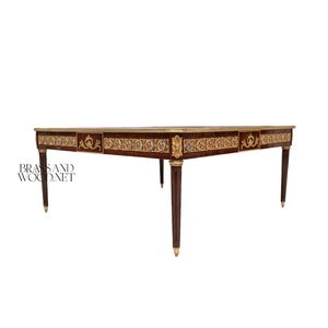 Mesa de Centro Cuadrada con Diseño Intrincado Incrustado y Detalles en Latón para Decoración de Hogar de Lujo y Elegancia Atemporal - Product Image 5