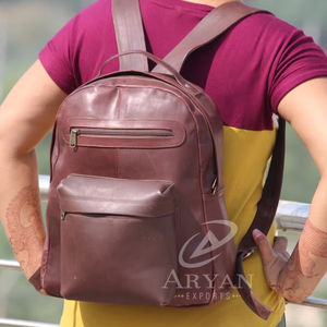 Mochila De cuero marrón auténtico para estudiantes universitarios, mochila clásica y elegante - Product Image 1