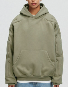 Sweat à capuche surdimensionné en coton 100% avec motif en relief 3D personnalisé, poids lourd d'hiver 500GSM, design de poche, streetwear, fabricant de mode - Product Image 2