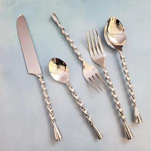 Juego de Cubiertos de Metal de nuevo estilo en mango trenzado de alambre chapado en oro para el hogar boda fiesta vajilla comer juegos de cubiertos - Product Image 2